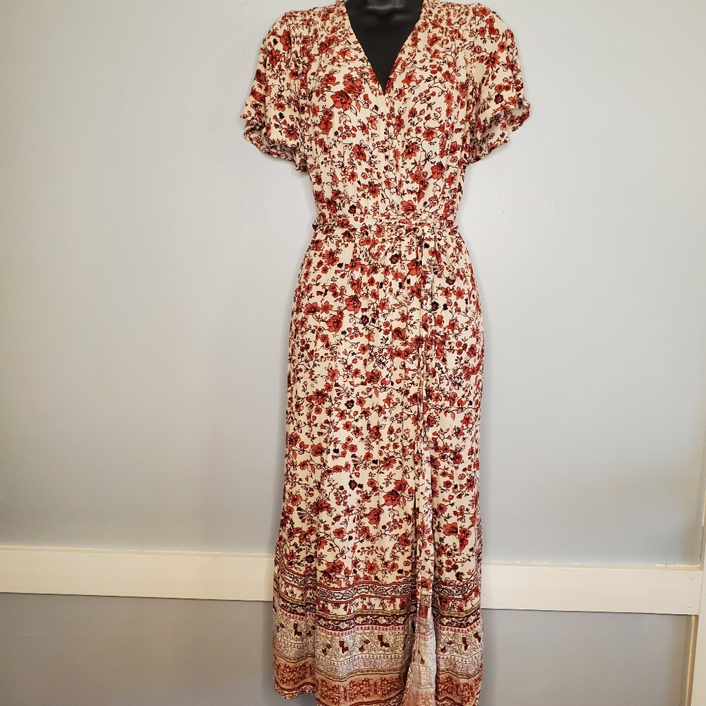 Knox Rose Red Floral Front Tie Dress